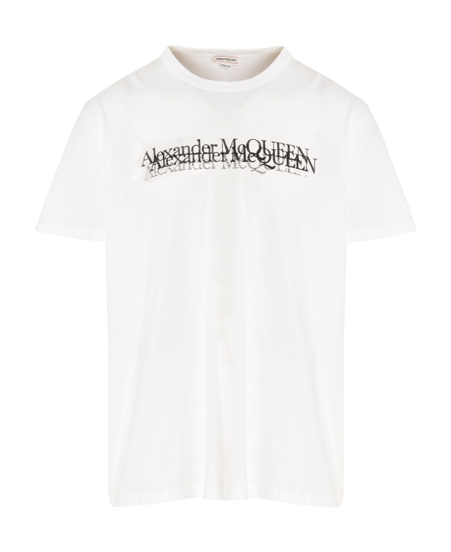 Alexander Mcqueen Logo Stamp Cotton T-shirt In White