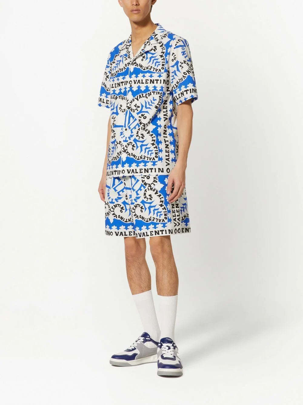 Valentino All-over Print Bermuda Shorts In White