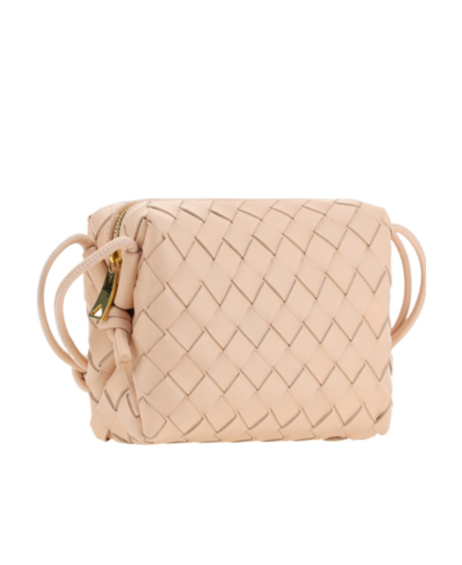Bottega Veneta Loop Intrecciato Crossbody Bag In Nude