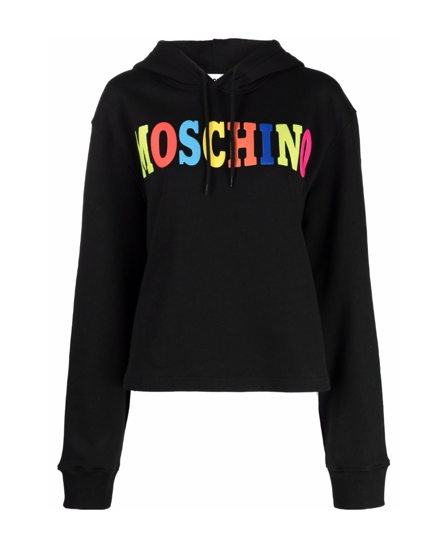 Moschino Logo-print Organic-cotton Hoodie In Black