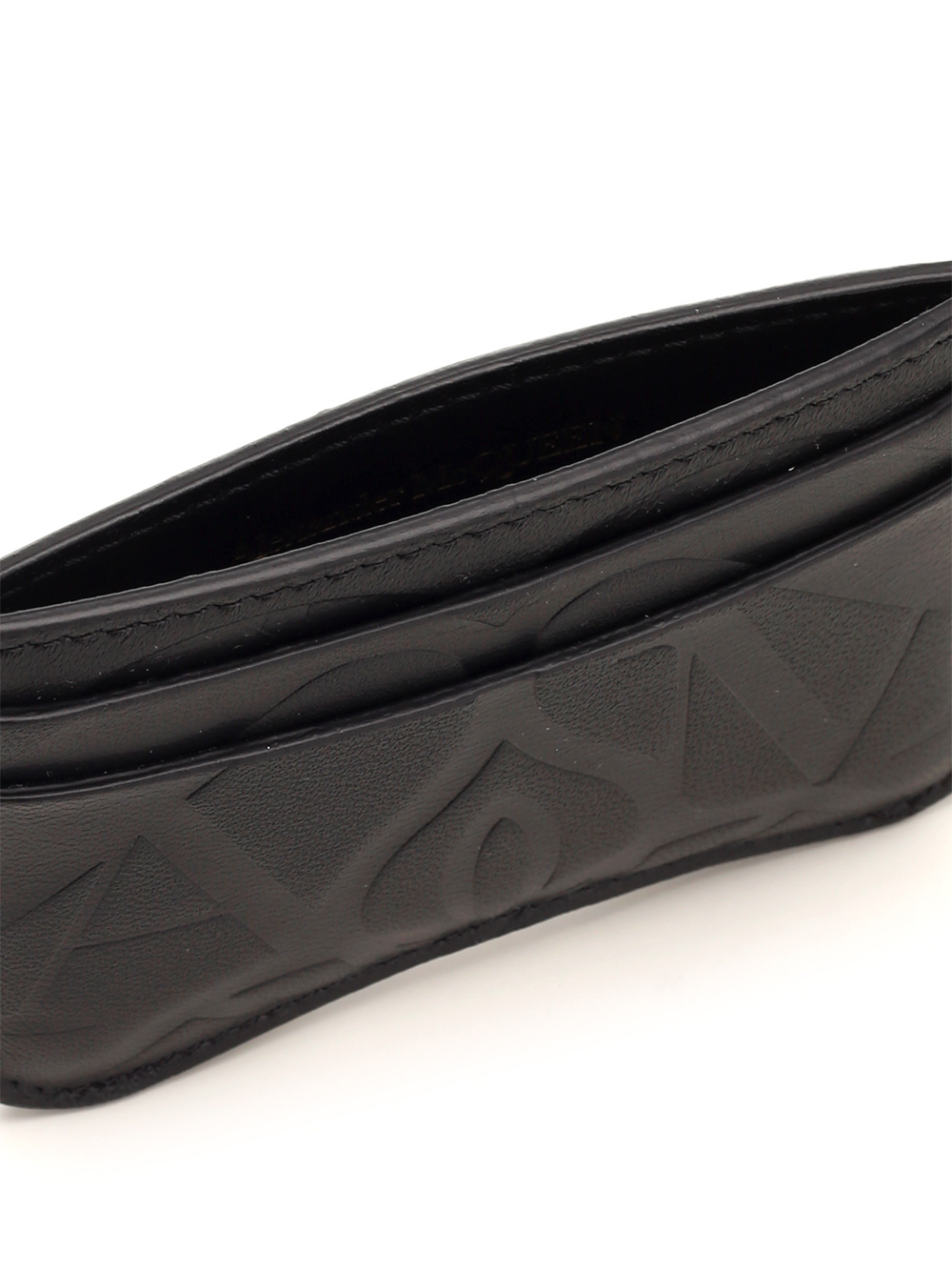 Alexander Mcqueen The Seal Leather Cardholder In Black