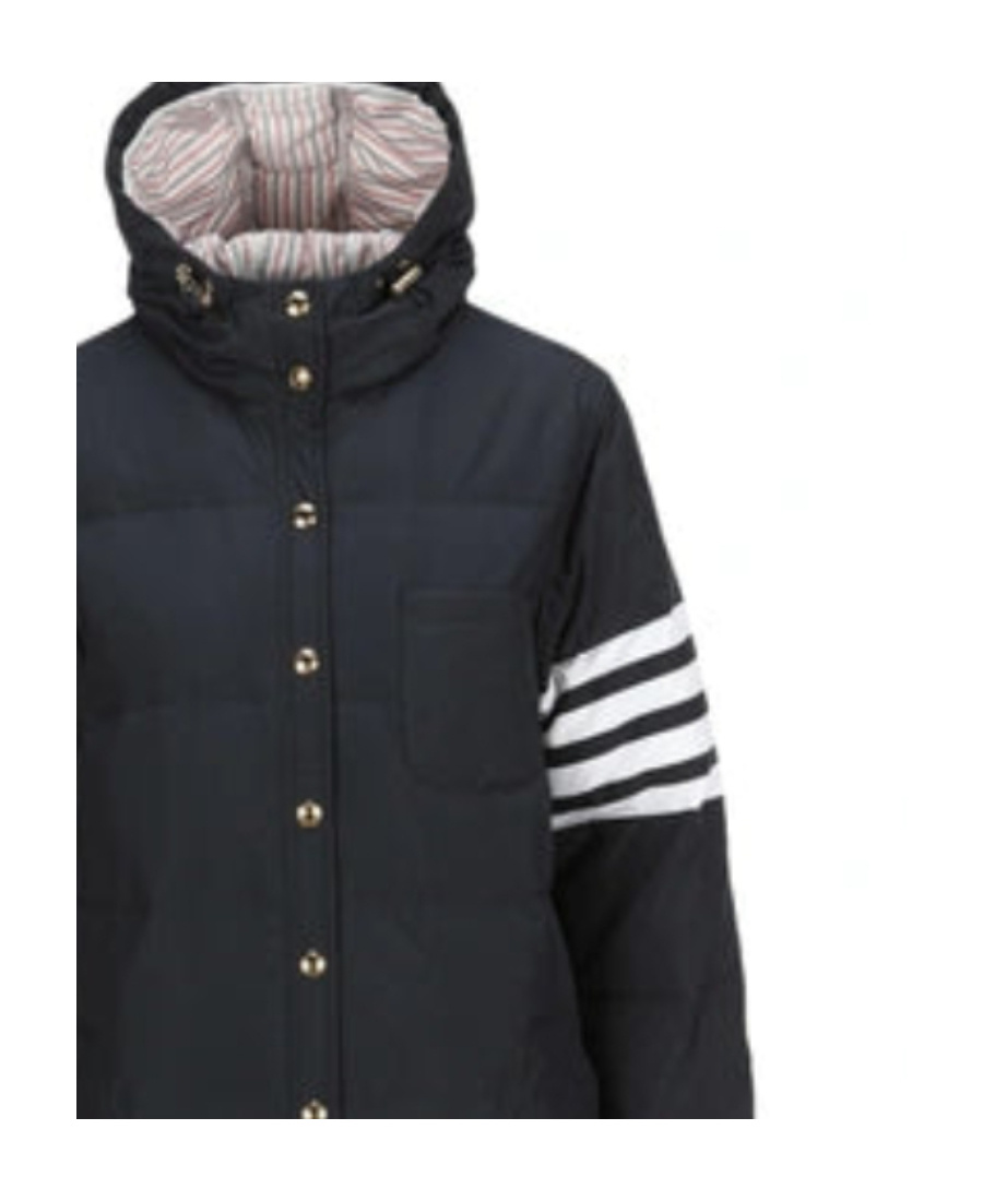 Thom Browne Navy Blue Feather Down 4-bar Coat In Black