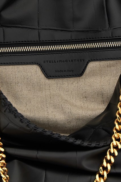 Stella Mccartney Large Quilted Chain Strap Shopping Bag In Black