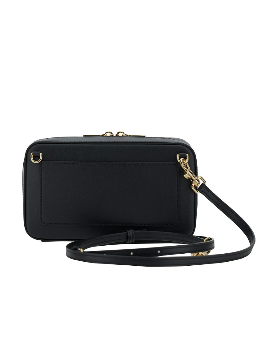 Dolce & Gabbana Black Crossbody Bag With Quilted Logo In Leather Woman In Black
