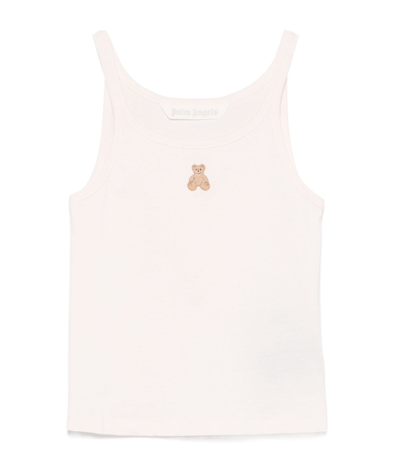 Palm Angels White T-shirt In Cotton With Teddy Sleeveless In Pink