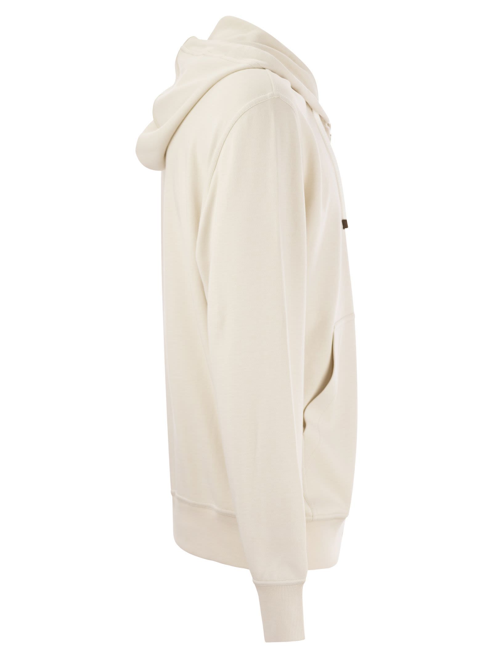 Brunello Cucinelli Zip-up Hooded Sweatshirt In White
