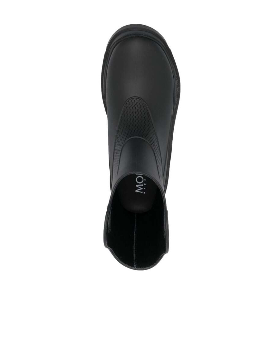 Moncler Misty Logo Round Toe Rain Boots In Black