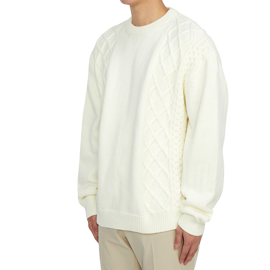 Family First Round Neck Long-sleeved Sweater In White