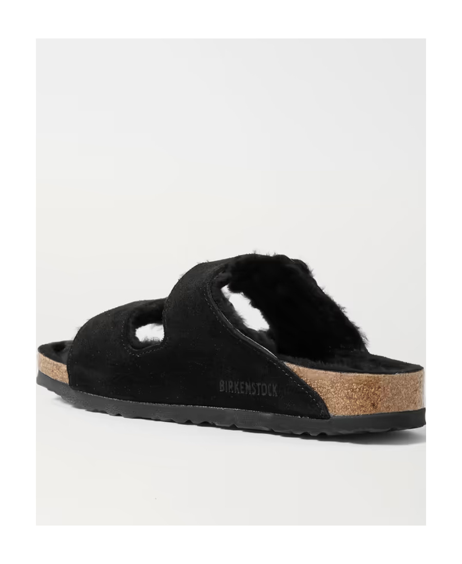 Birkenstock 'arizona' Black Sandals With Logo Lettering On The Buckle In Black