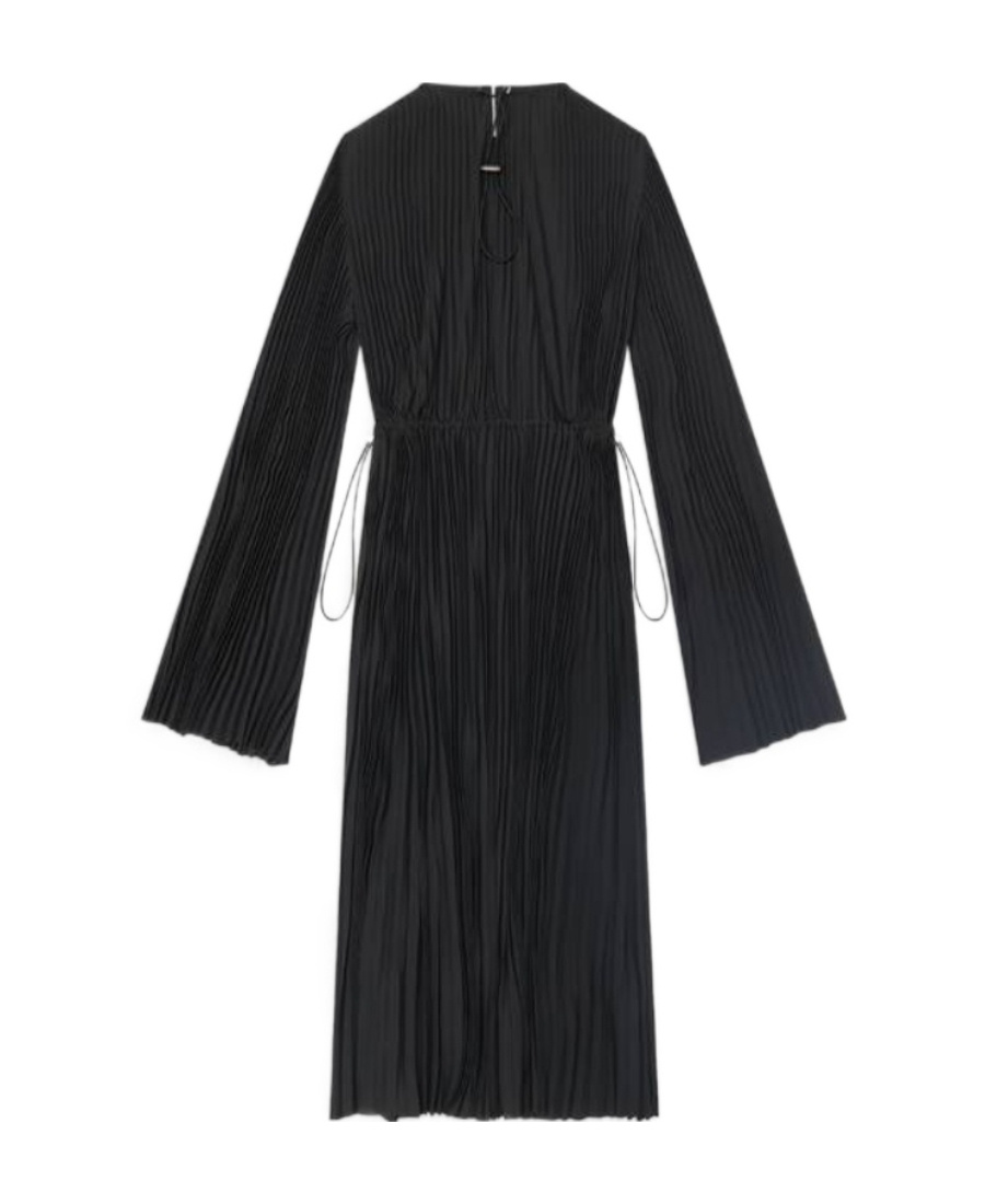 Balenciaga Fully-pleated Midi Dress In Black