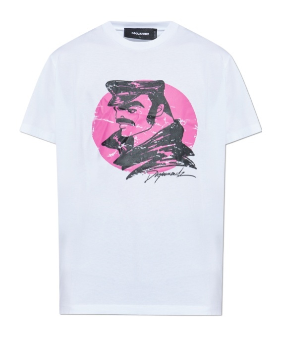 Dsquared2 Circular-print Crew-neck T-shirt In White
