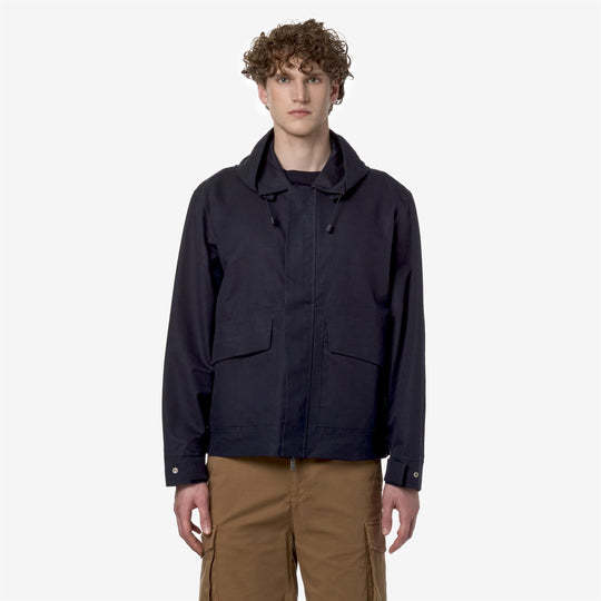 K-way Cotton-linen Blend Jacket With Adjustable Hem In Blue