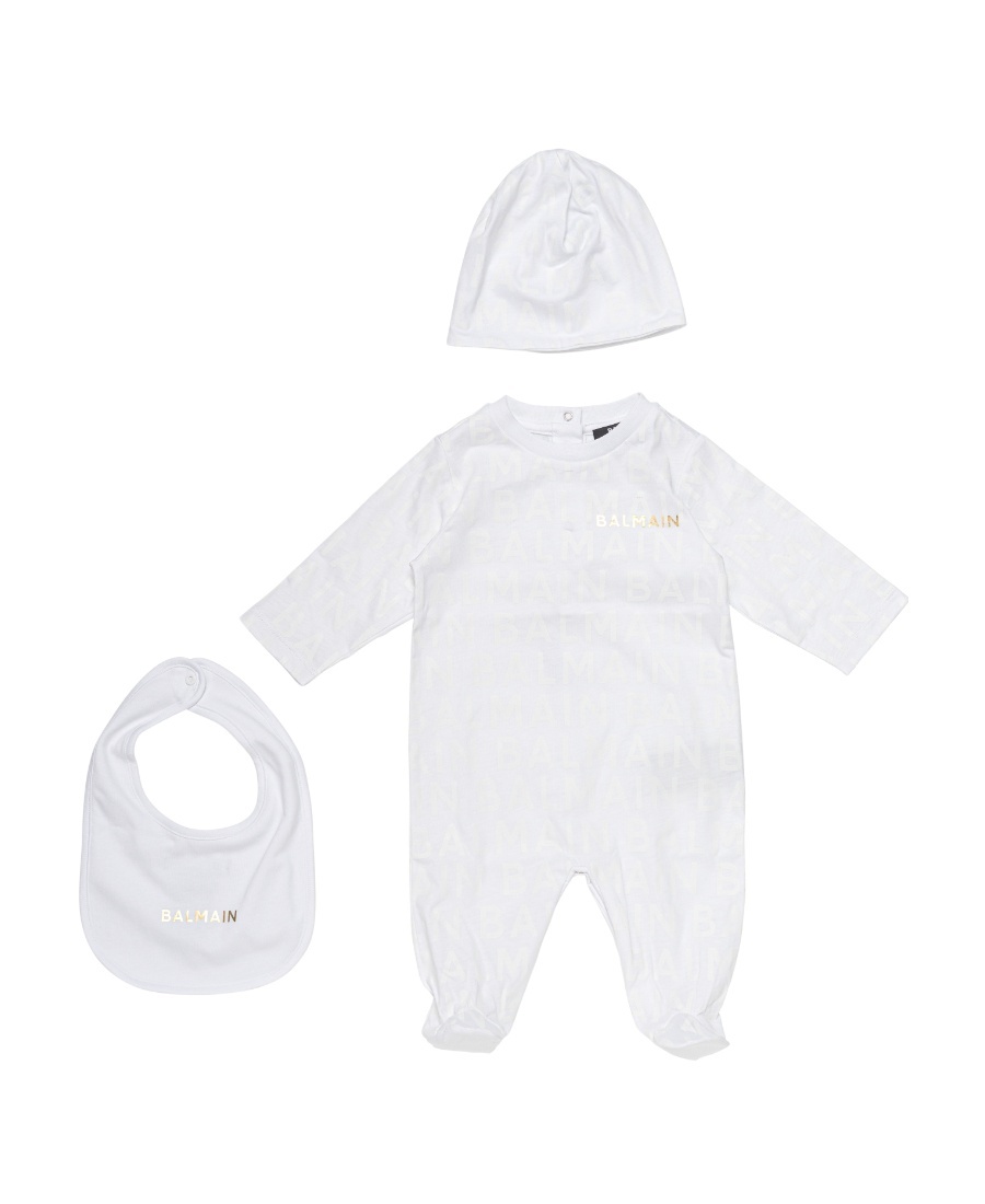 Balmain Cotton Babygrow Set (set Of Two) In White