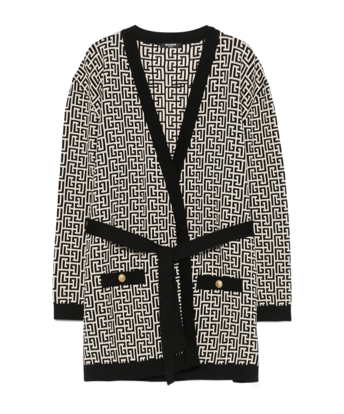 Balmain Logo Jacquard Sweater In Black