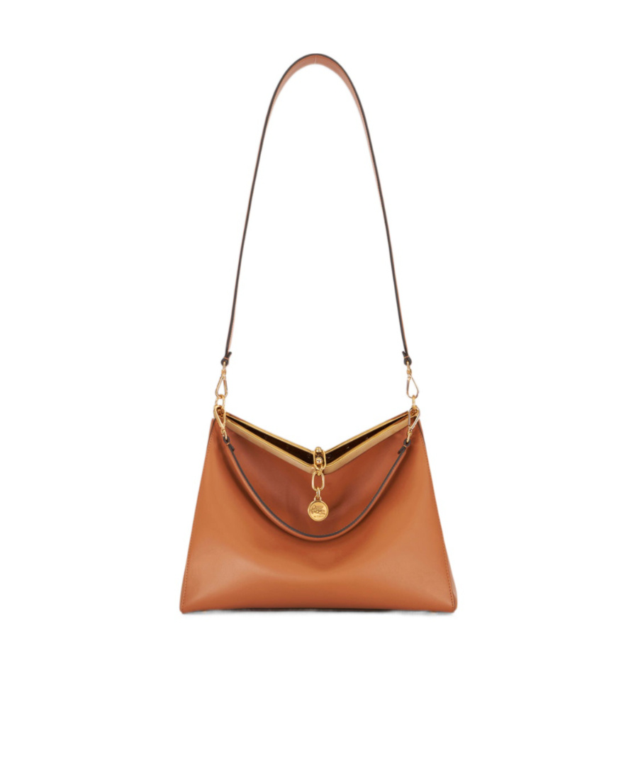 Etro Small Vela Leather Shoulder Bag In Brown
