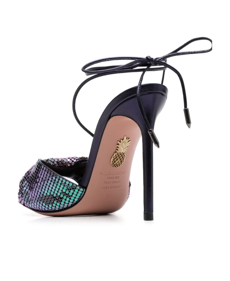 Aquazzura Lace-up 110 Mesh Sandals In Black