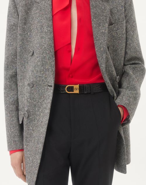Valentino Garavani Vlogo Signature Belt In Shiny Calfskin 30 Mm With Enamelled Logo Detail In Black