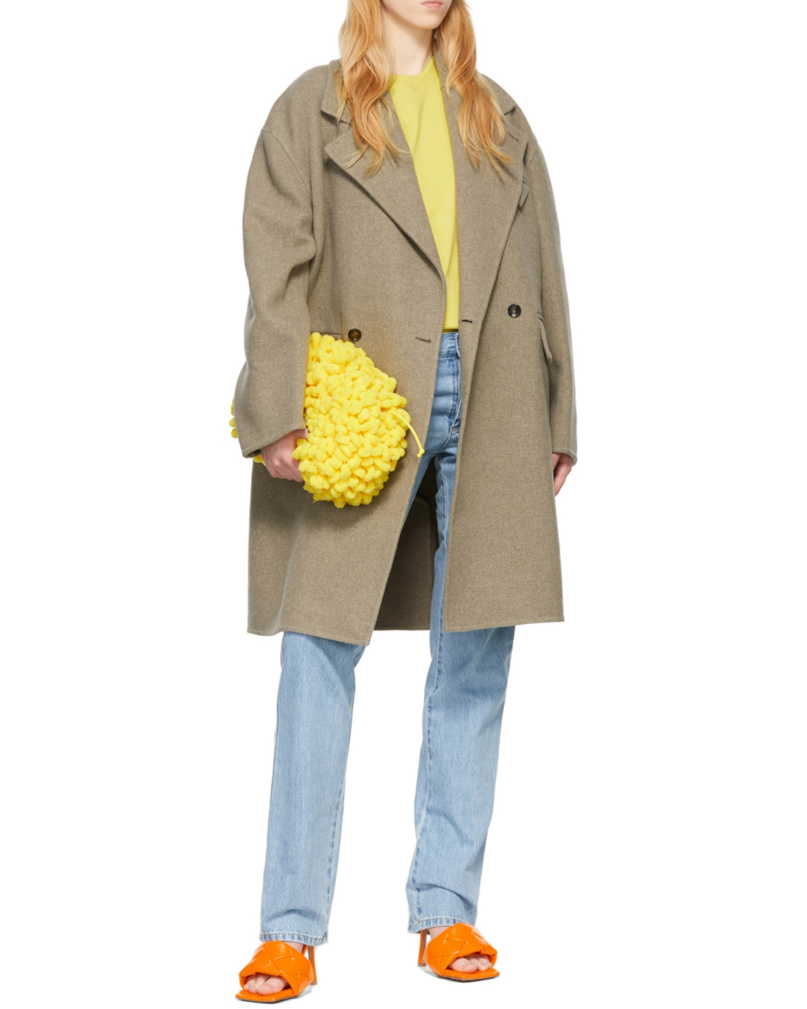 Shop Bottega Veneta Mini Wave Pouch In Lemon Yellow