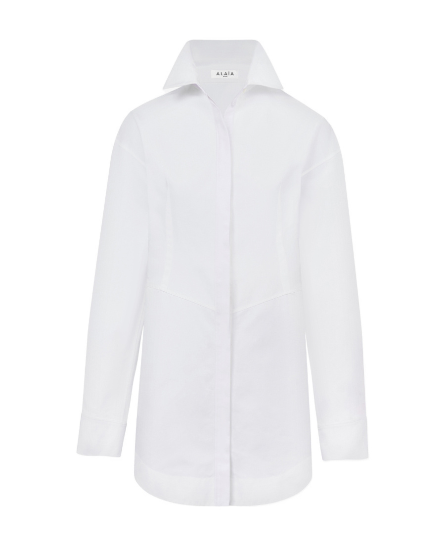 ALAÏA ALAÏA LONG-SLEEVED POPLIN SHIRT DRESS