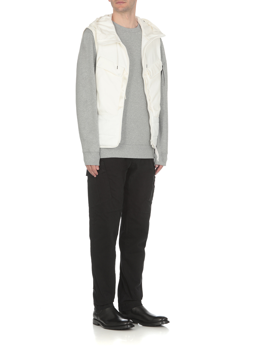 C.p. Company Stand-up Collar Hooded Gilet In White