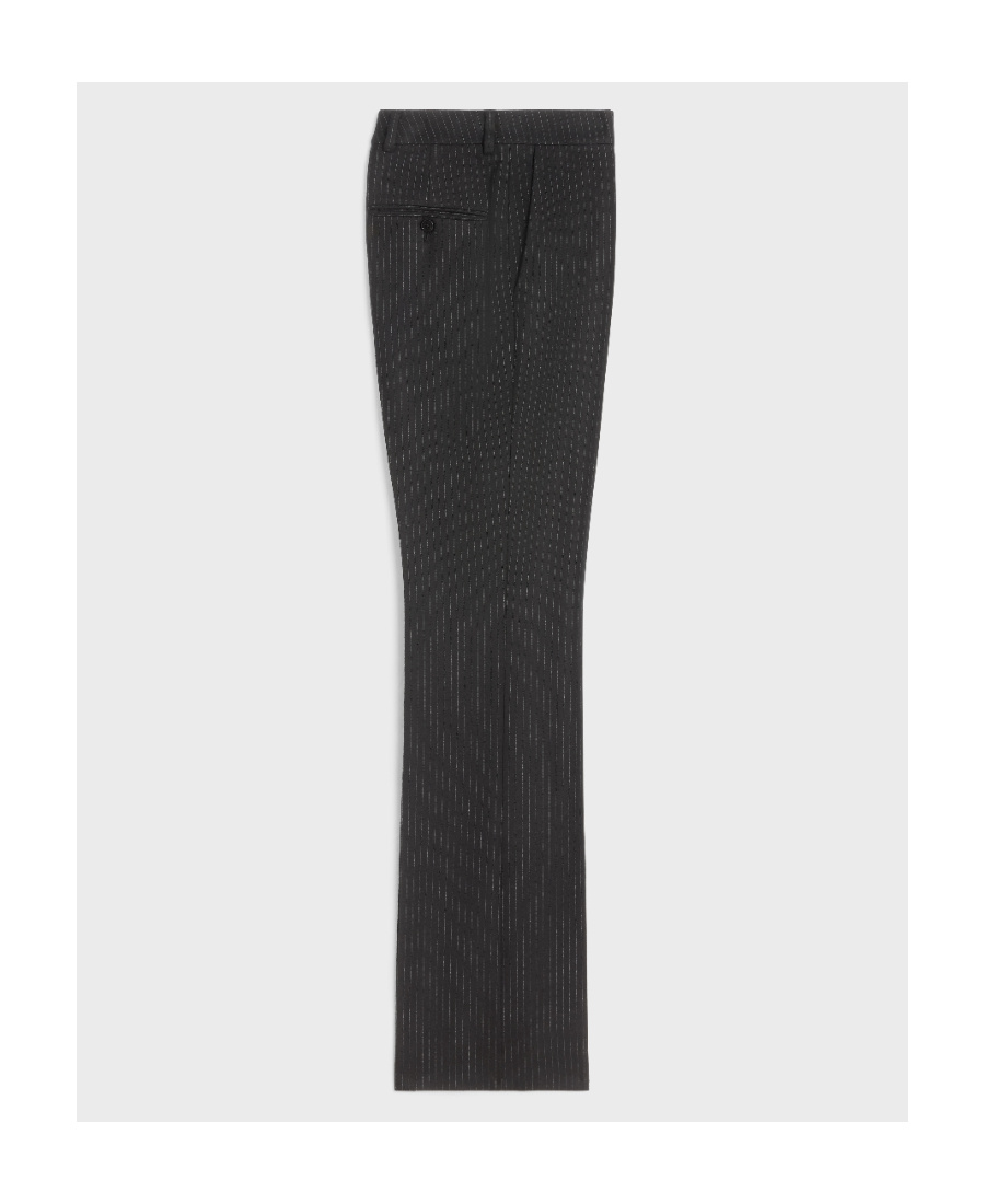 Celine Pantalon In Striped Wool Flannel In Black