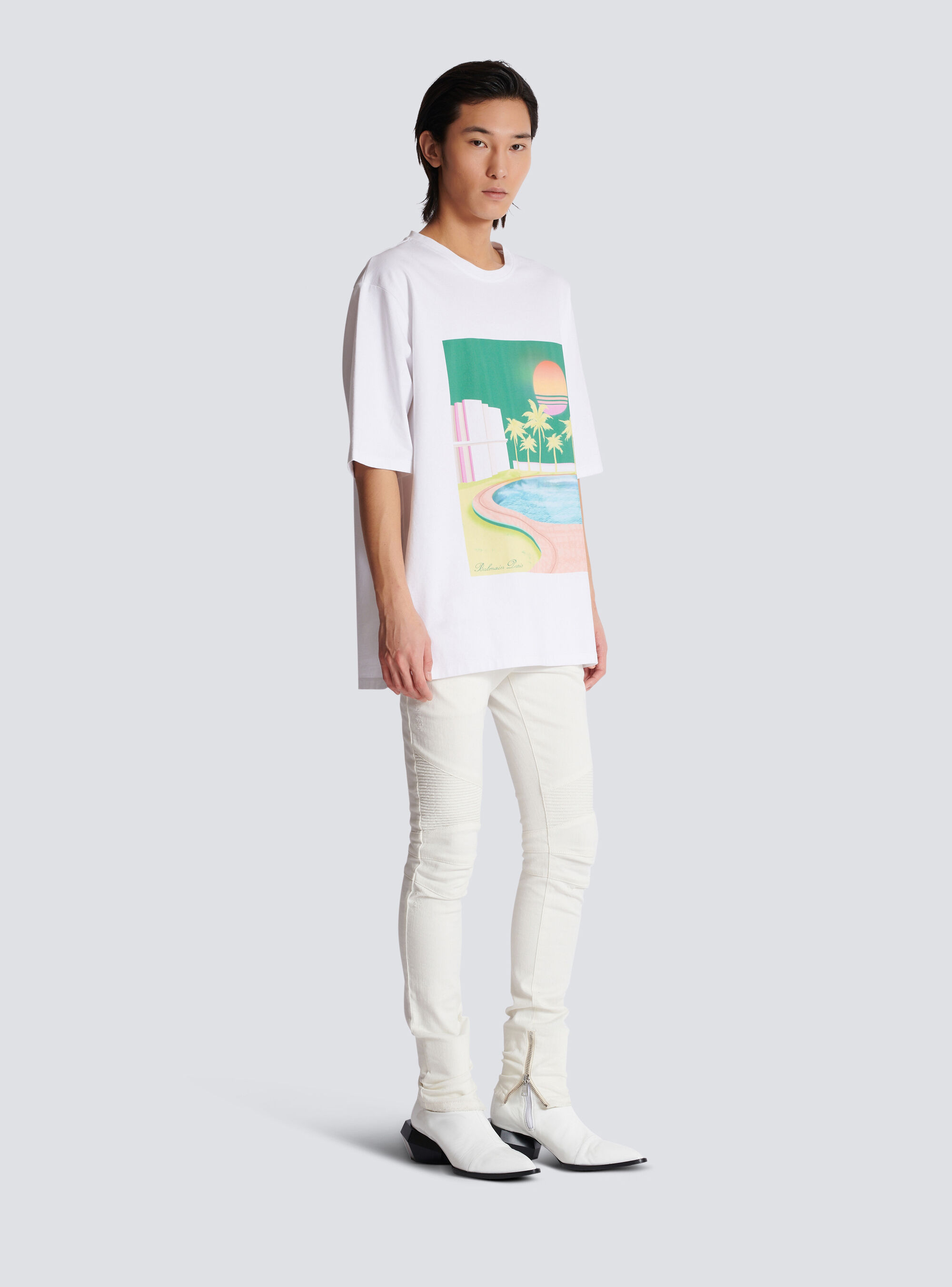 Balmain Graphic-print Cotton T-shirt In White