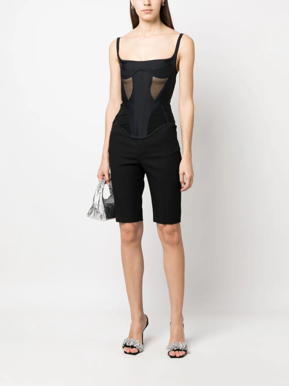 Mugler Corset Style Top With Spaghetti Straps In Black