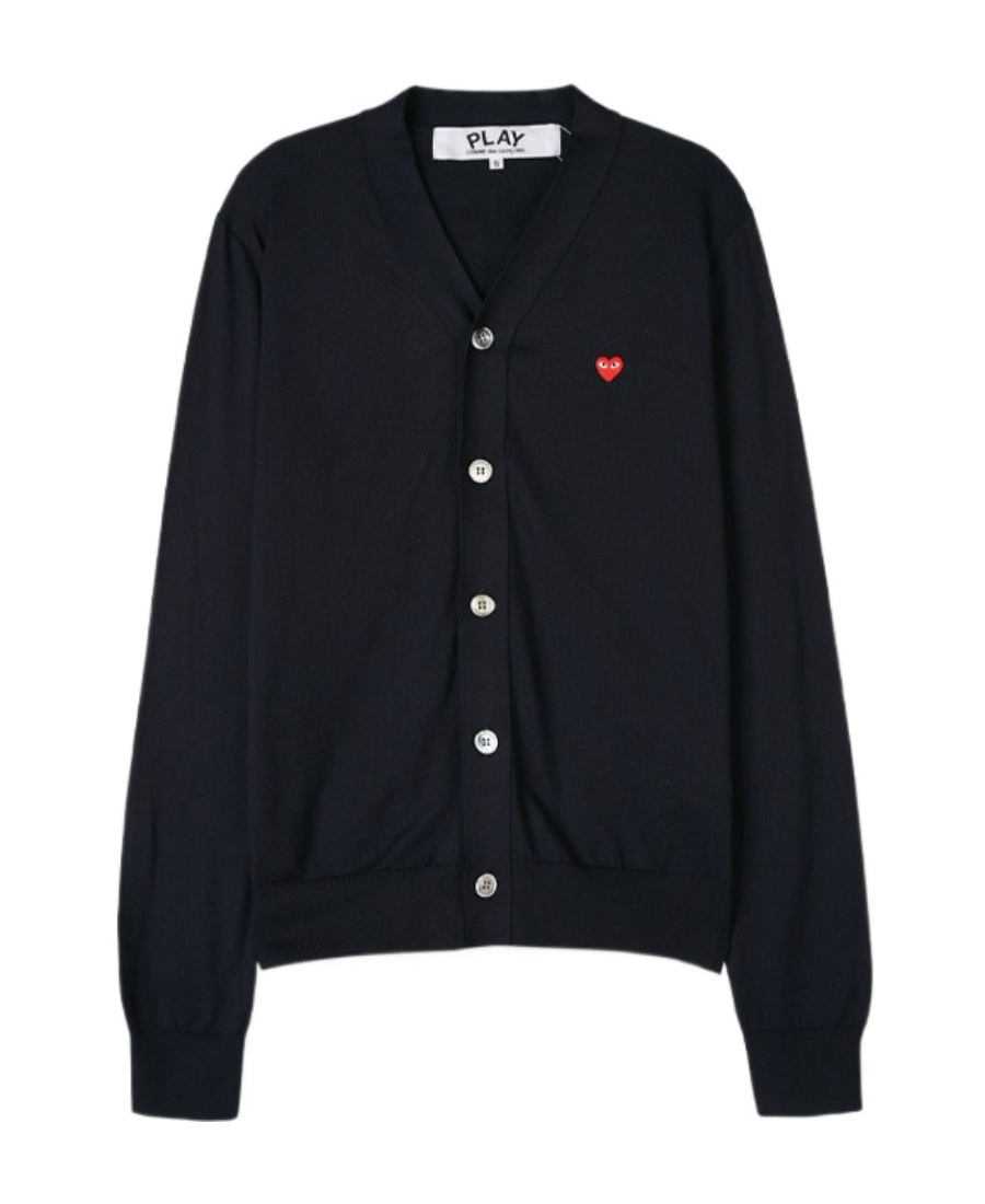 Comme Des Garçons Play Logo Patch Cardigan In Black