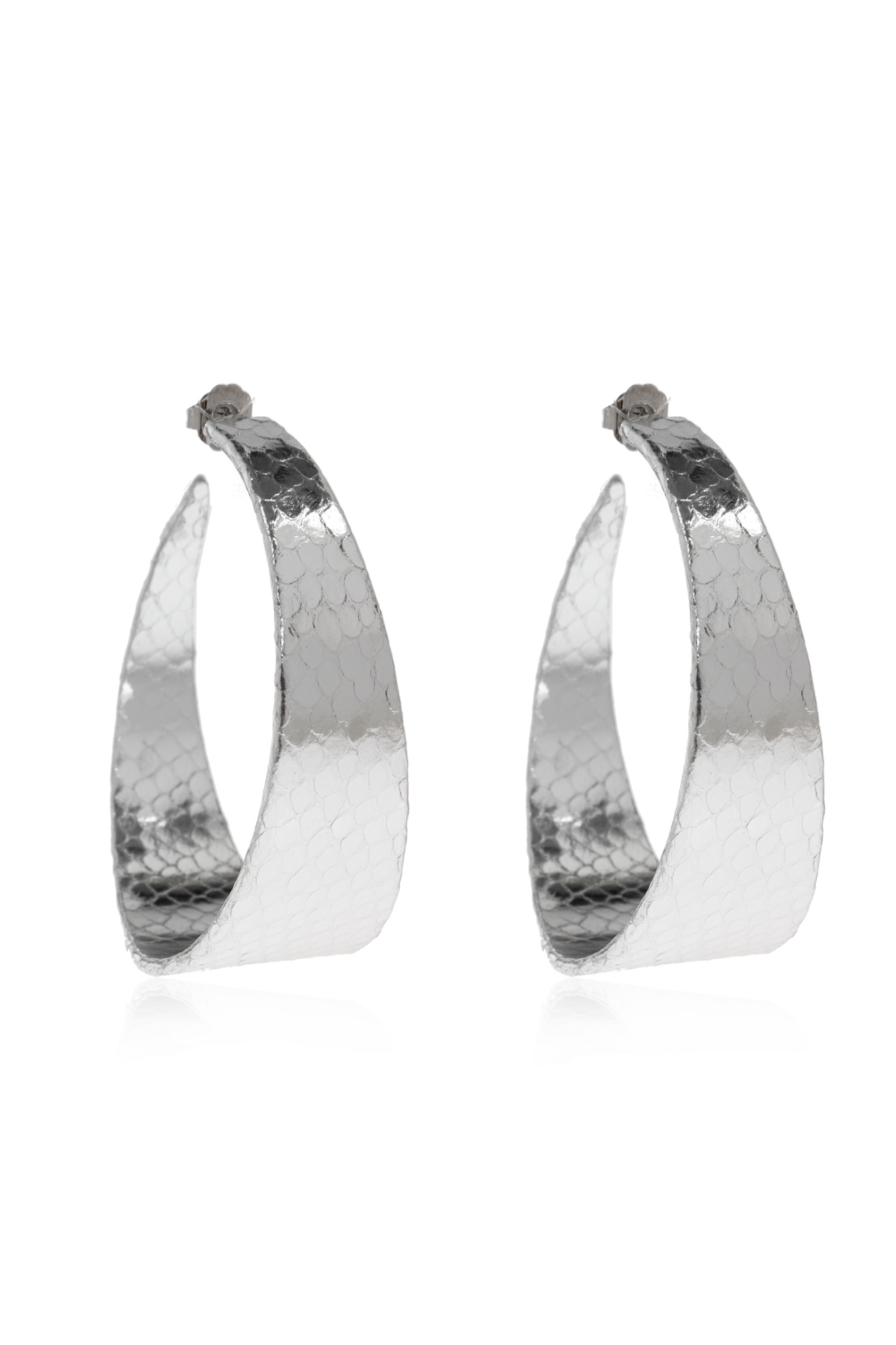 Dsquared2 Snakeskin-effect Hoop Earrings In Metallic