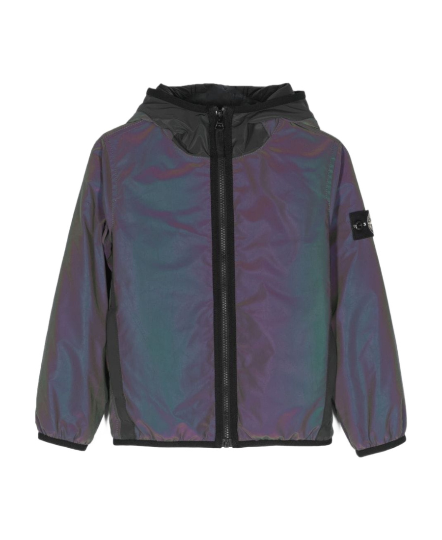 Stone Island Compass-print Hooded Jacket In Green