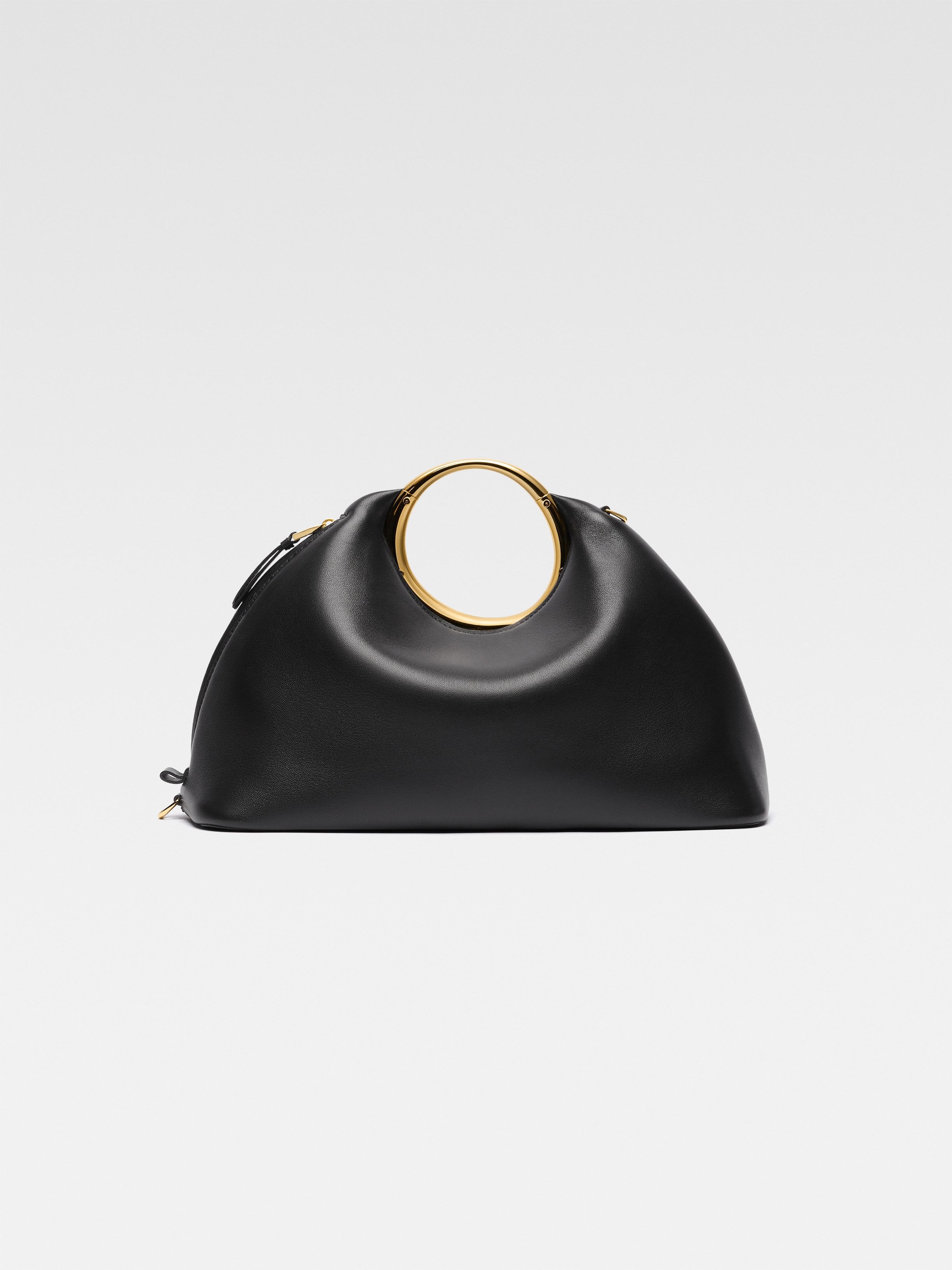 Jacquemus Small Calino Leather Top Handle Bag In Black