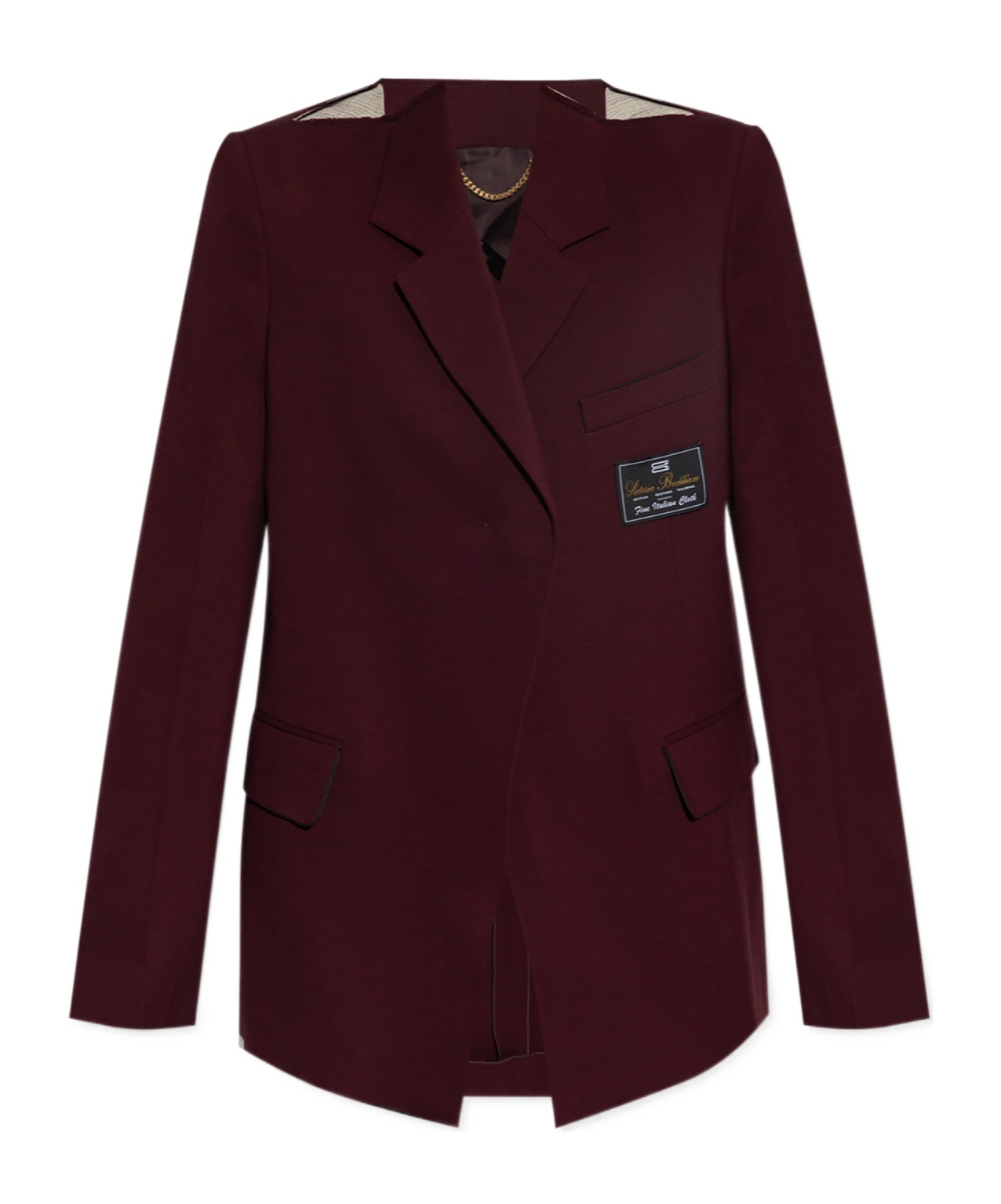 Victoria Beckham Slash-cutout Wool Suiting Blazer In Burgundy