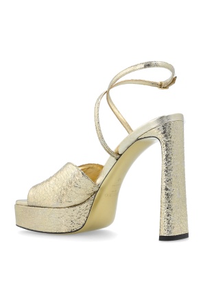 Jimmy Choo Karli 125 Buckled Platform Sandals In Gold