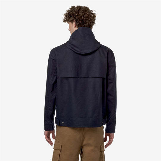 K-way Cotton-linen Blend Jacket With Adjustable Hem In Blue