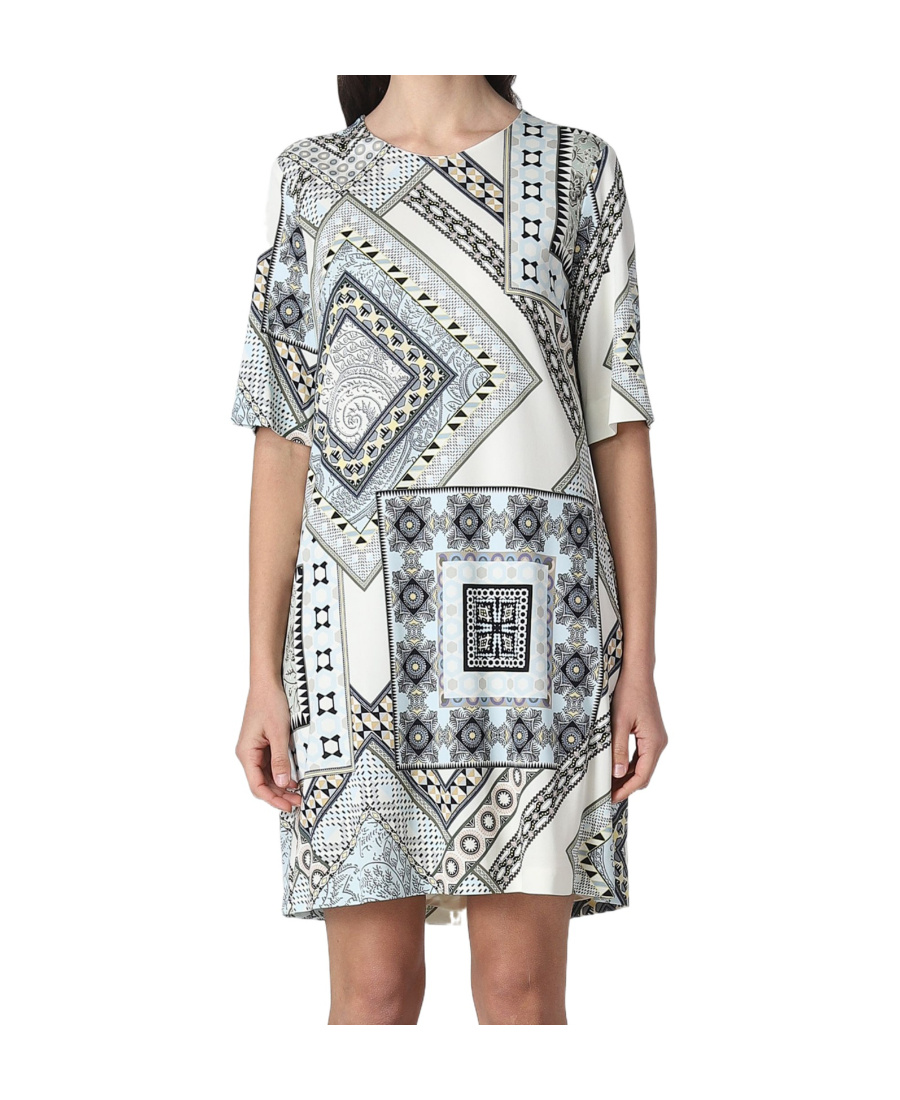 Etro Geometric Pattern Knee-length Dress With Short Sleeves In Multicolor