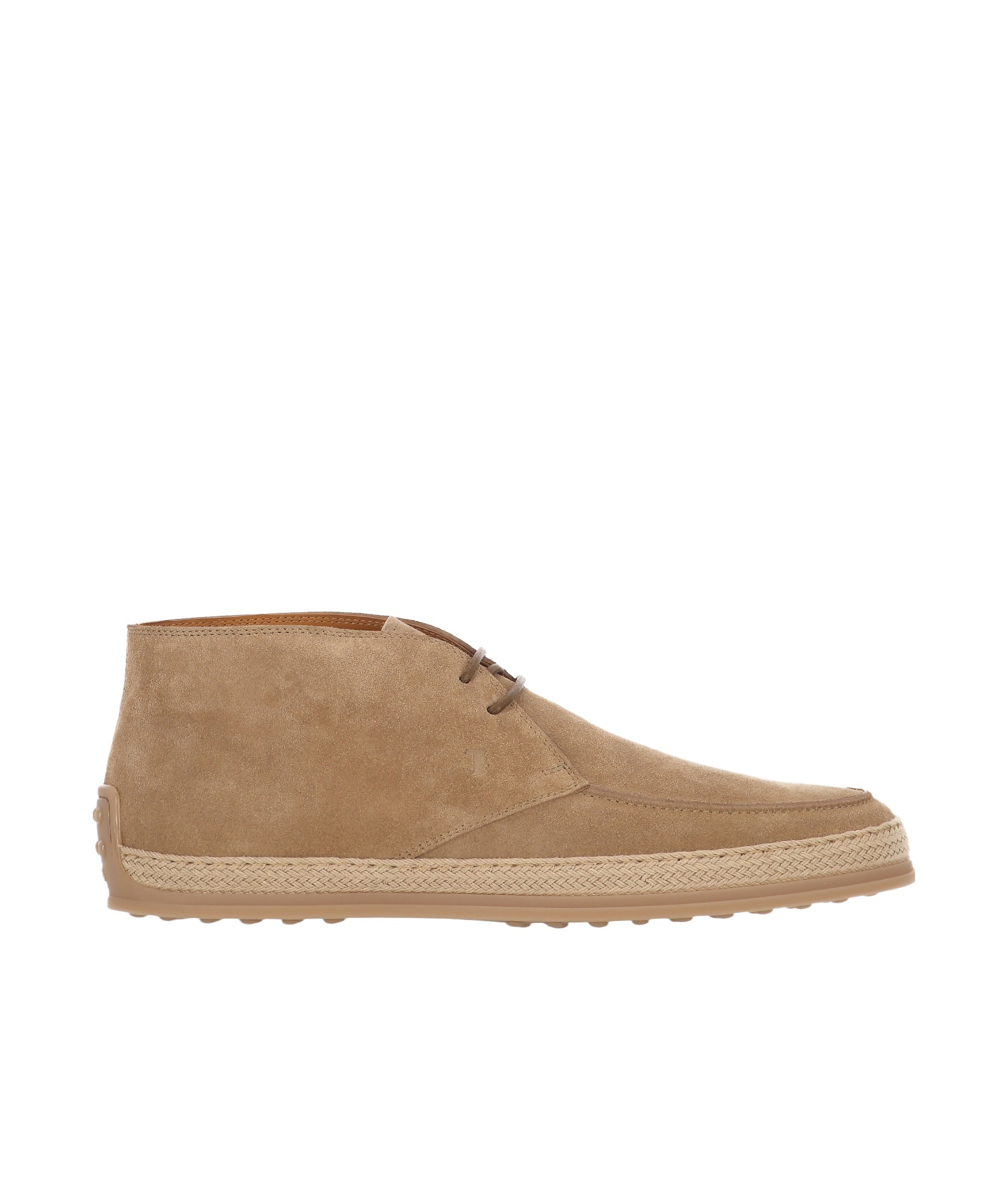 Tod's Lace-up Ankle Flat Boots With Espadrille Sole In Brown