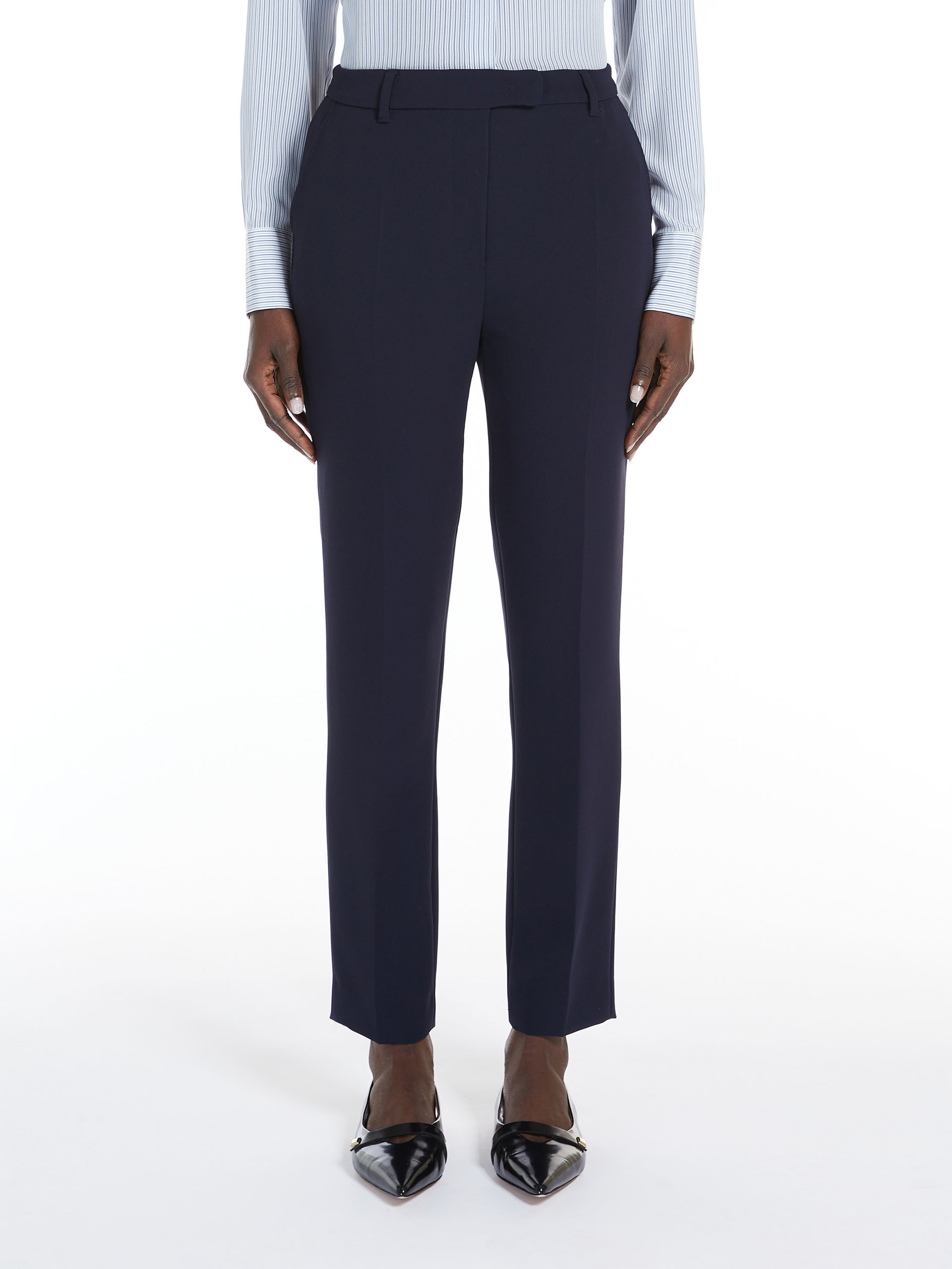 Max Mara Belt Loop Casual Pants In Blue