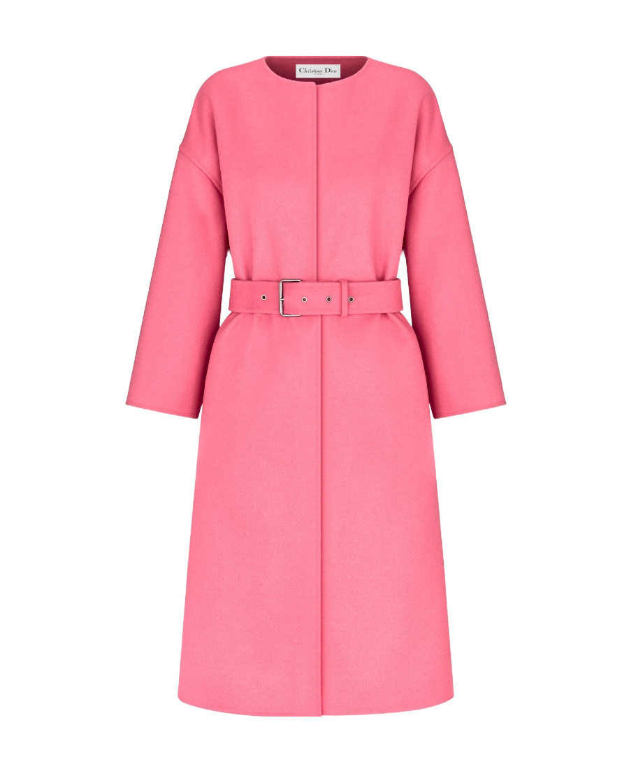Dior Tie A Belt Overcoat In Pink