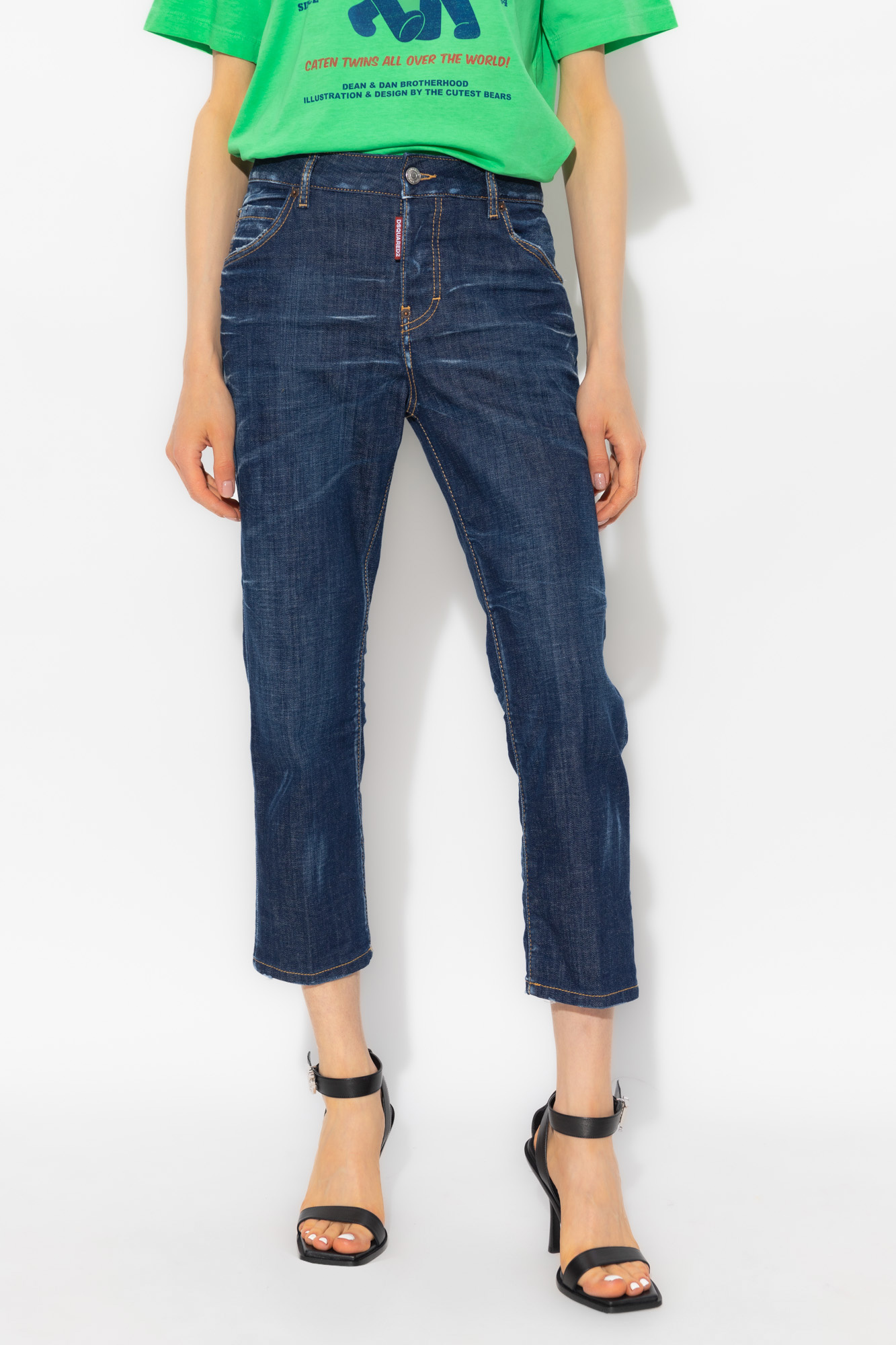 Shop Dsquared2 Low-rise Cropped Jeans In Blue