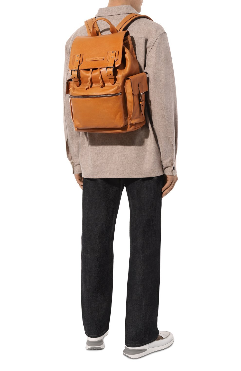 Brunello Cucinelli Logo Backpack In Brown