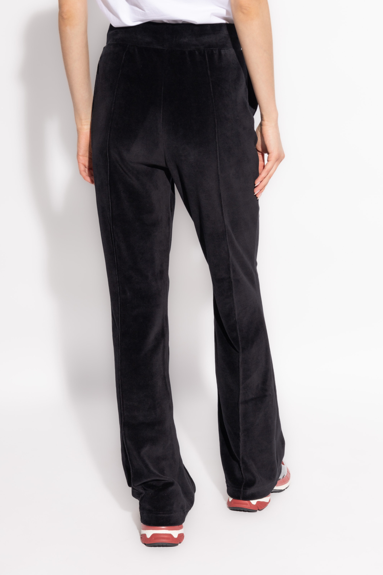 Shop Kenzo ' Star Tiger' Embroidered Velvet Track Pants In Black
