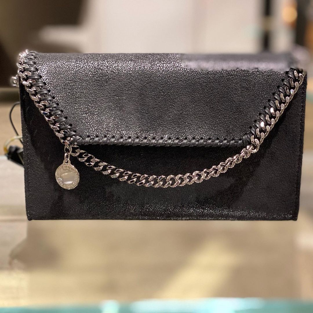 Stella Mccartney Mini Falabella Shaggy Dear Faux Leather Crossbody Bag In Black