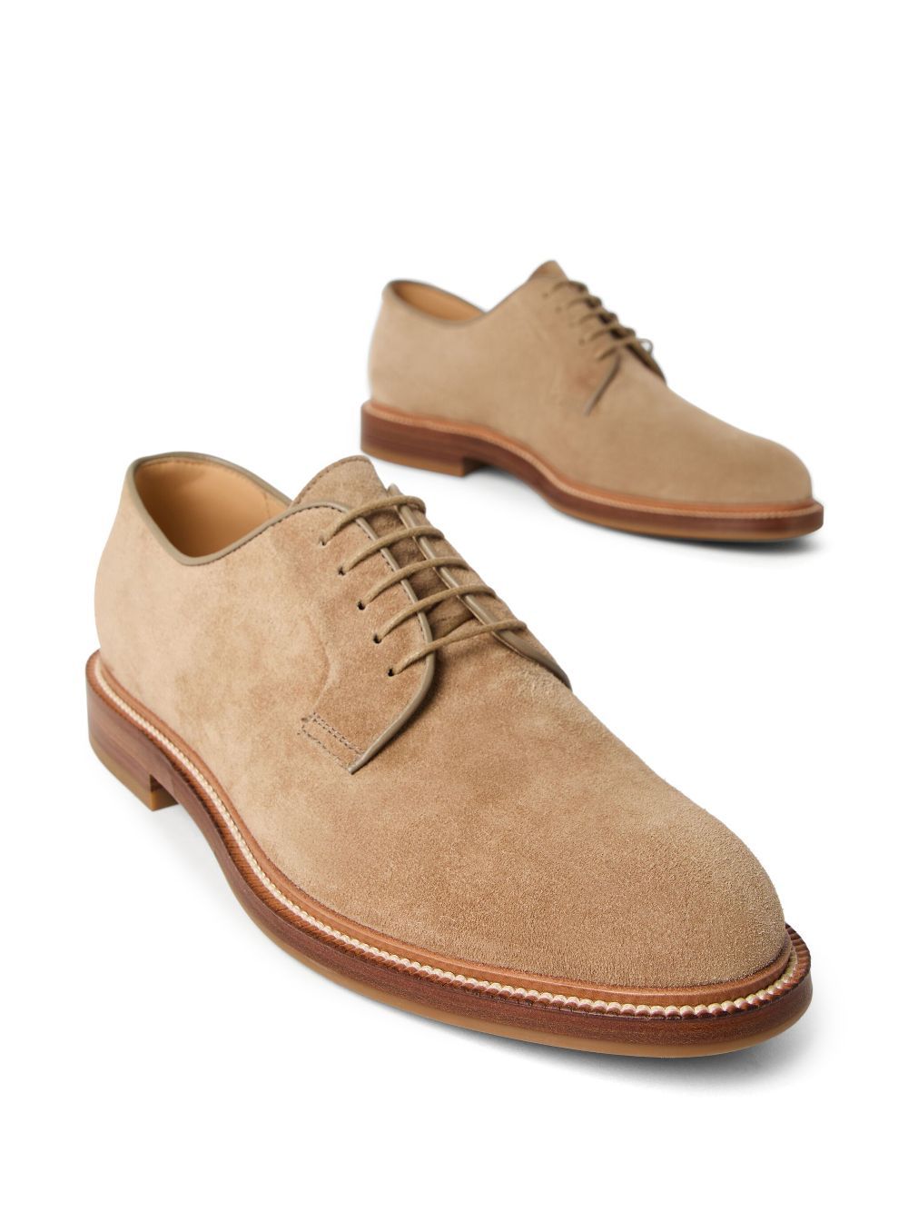 Brunello Cucinelli Round Head Loafer Shoes In Nude