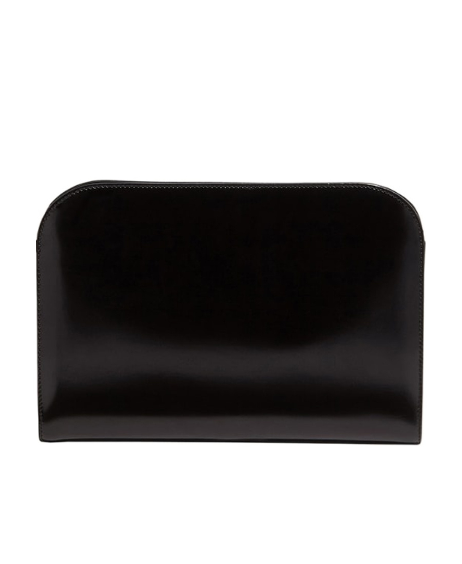 Shop Ferragamo Salvatore Logo Plaque Chain Linked Clutch In Black