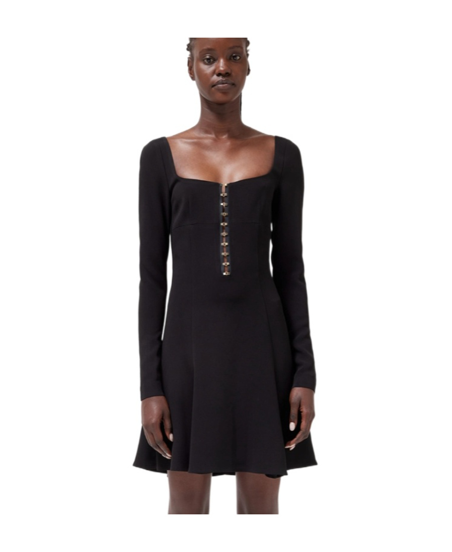Blumarine Square-neck Flared Minidress In Black