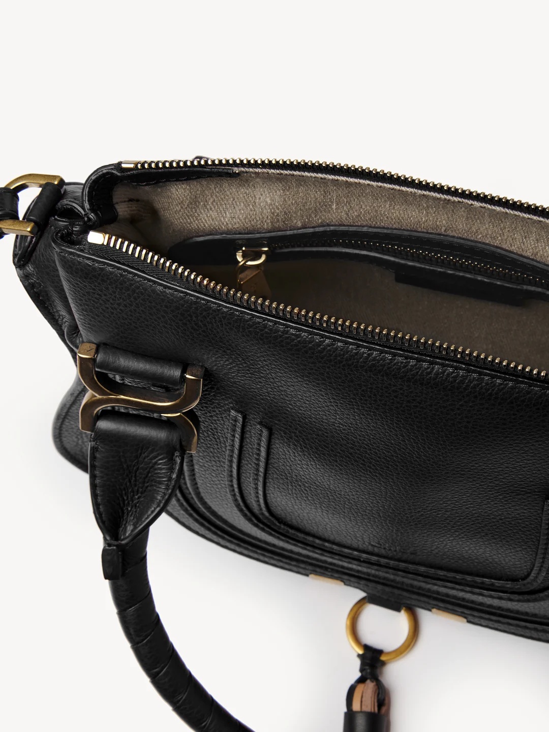 Chloé Marcie Double Tasseled Tote Bag In Black