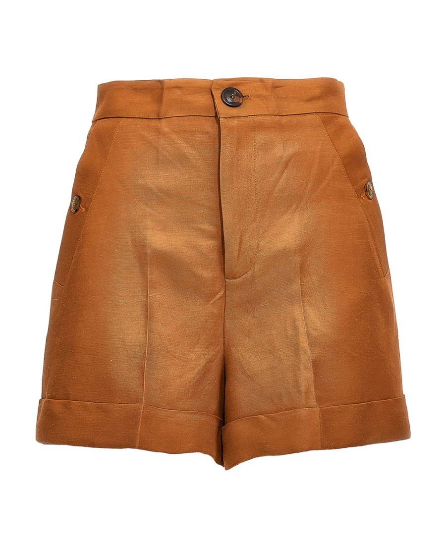 Twinset Turn-up Hem Shorts In Brown