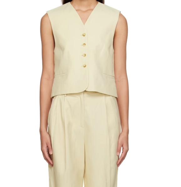 Loulou Studio Short-sleeved V-neck Vest In Neutral