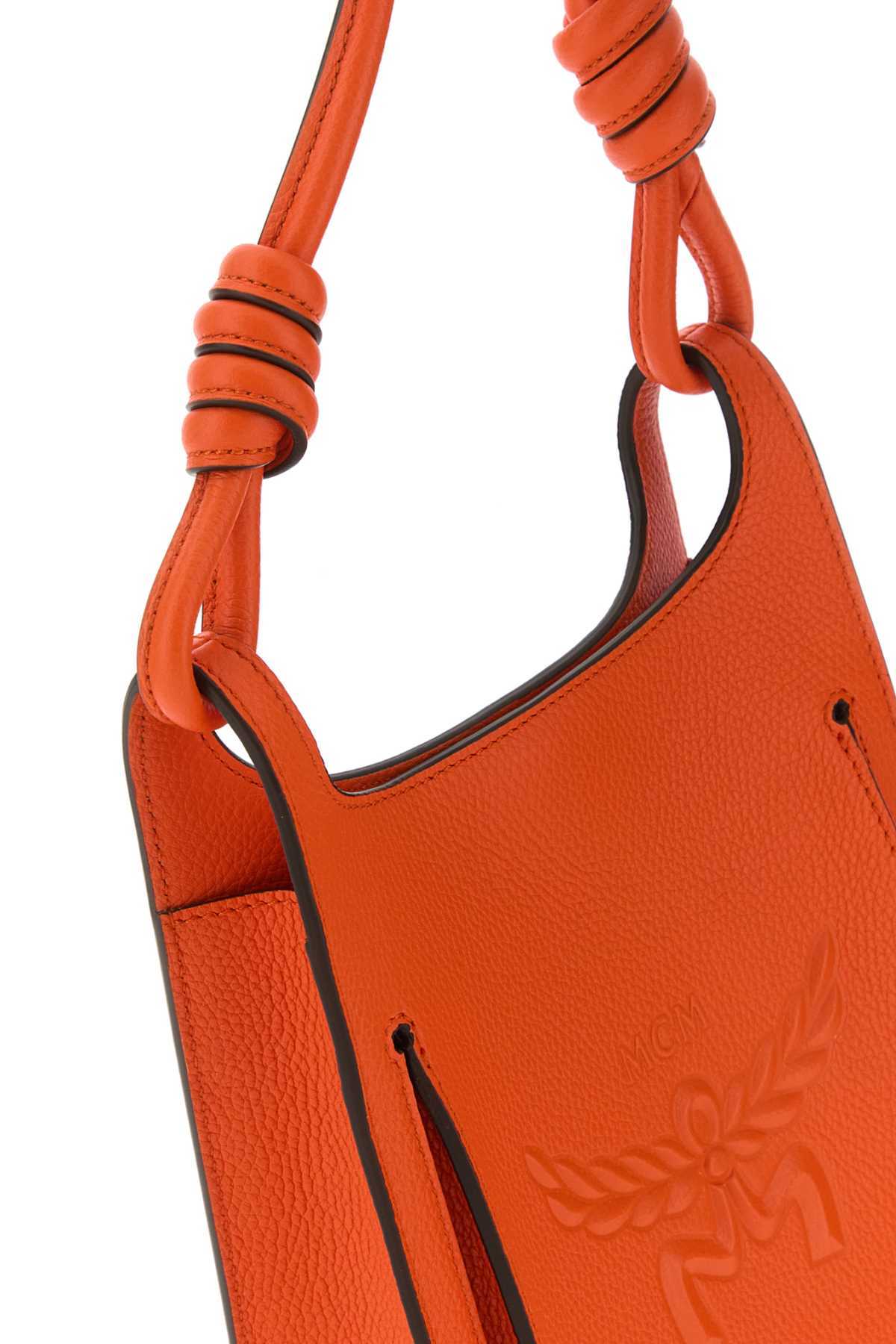 Mcm Logo Shoulder Bag In Orange