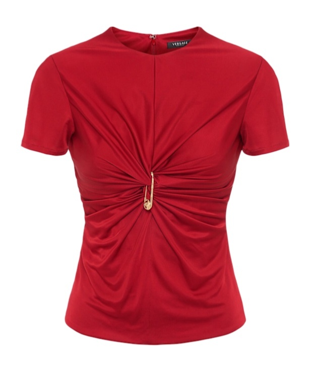 Versace Safety Pin Gathered Short-sleeved Top